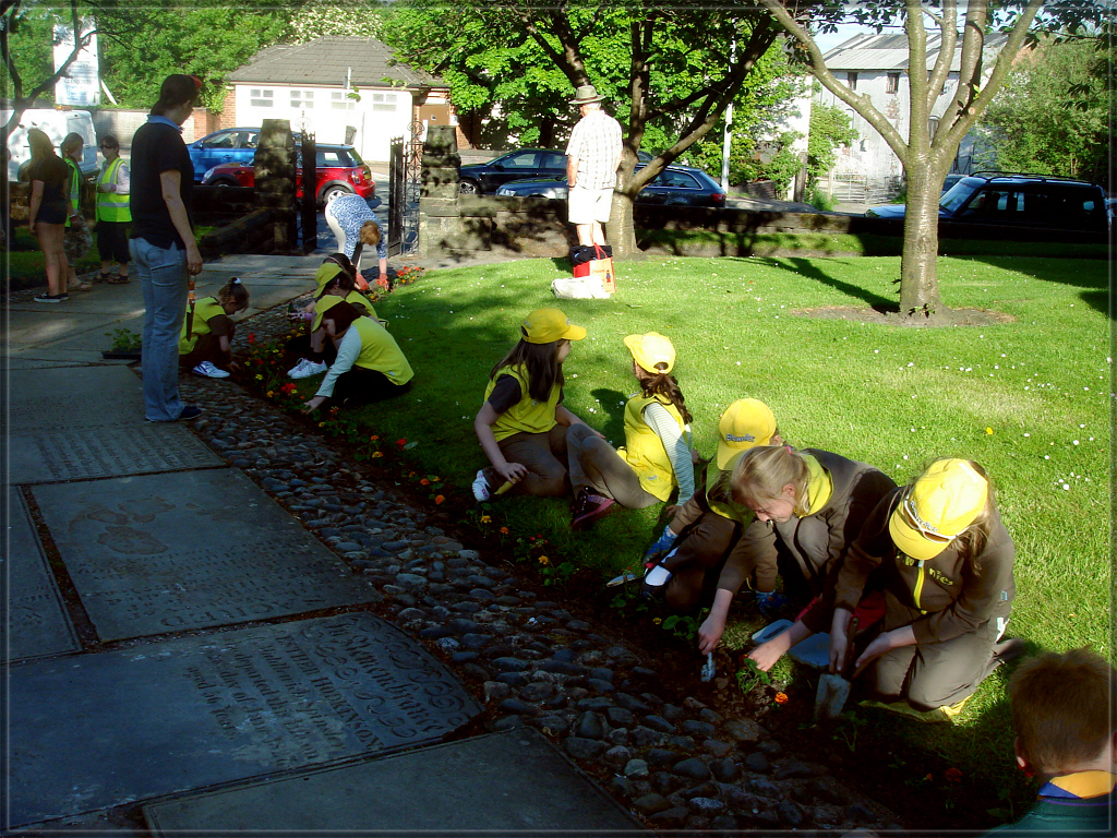 It was a lovely sunny evening for the planting